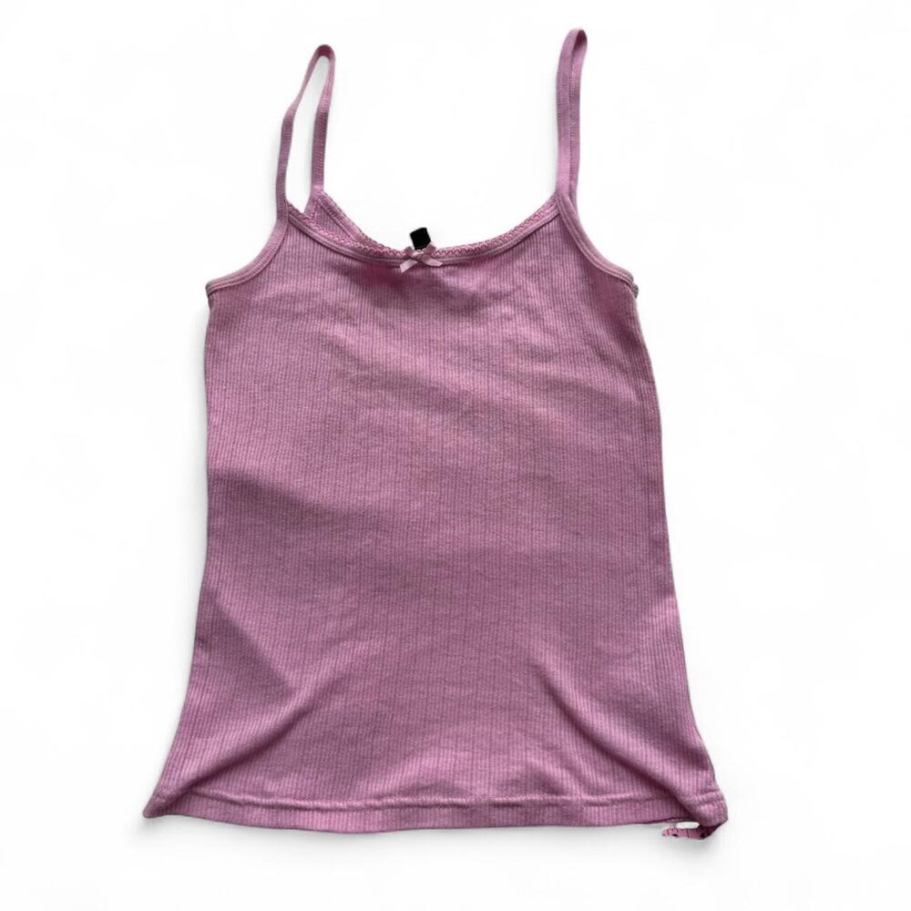 Hot pink pointelle tank top